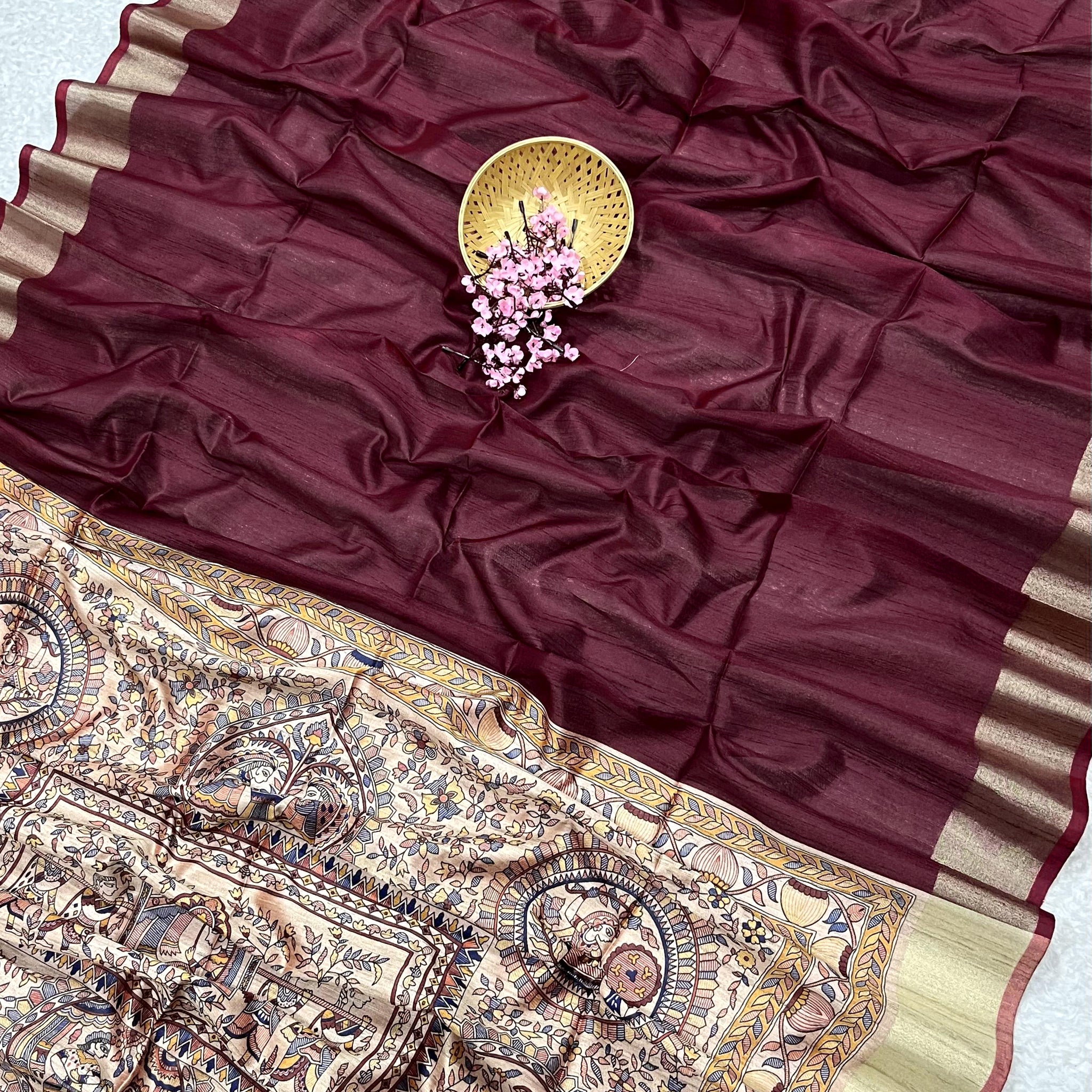Soft Khadi Raw Silk Maroon Saree