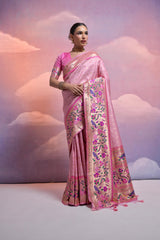 Soft Banarasi Silk Pink  Saree