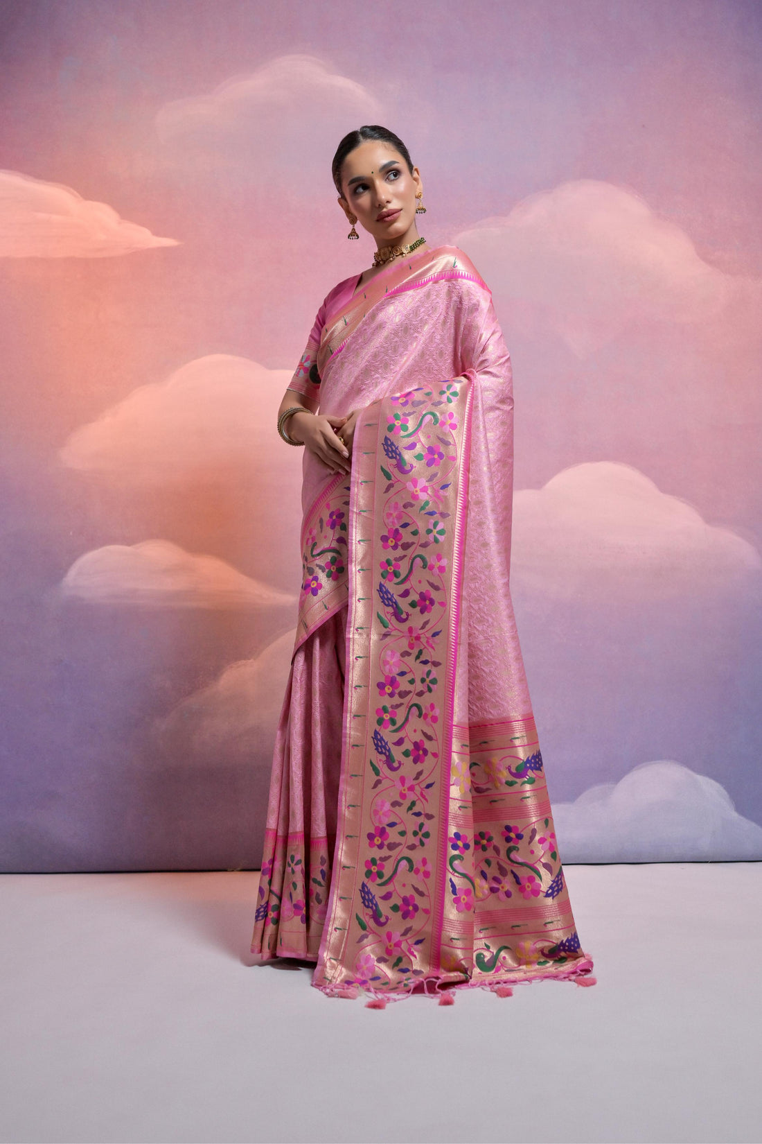 Soft Banarasi Silk Pink  Saree