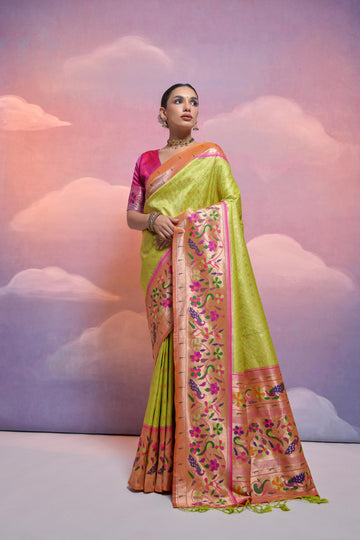 Soft Banarasi Silk Perrot Saree