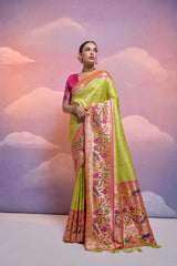 Soft Banarasi Silk Perrot Saree