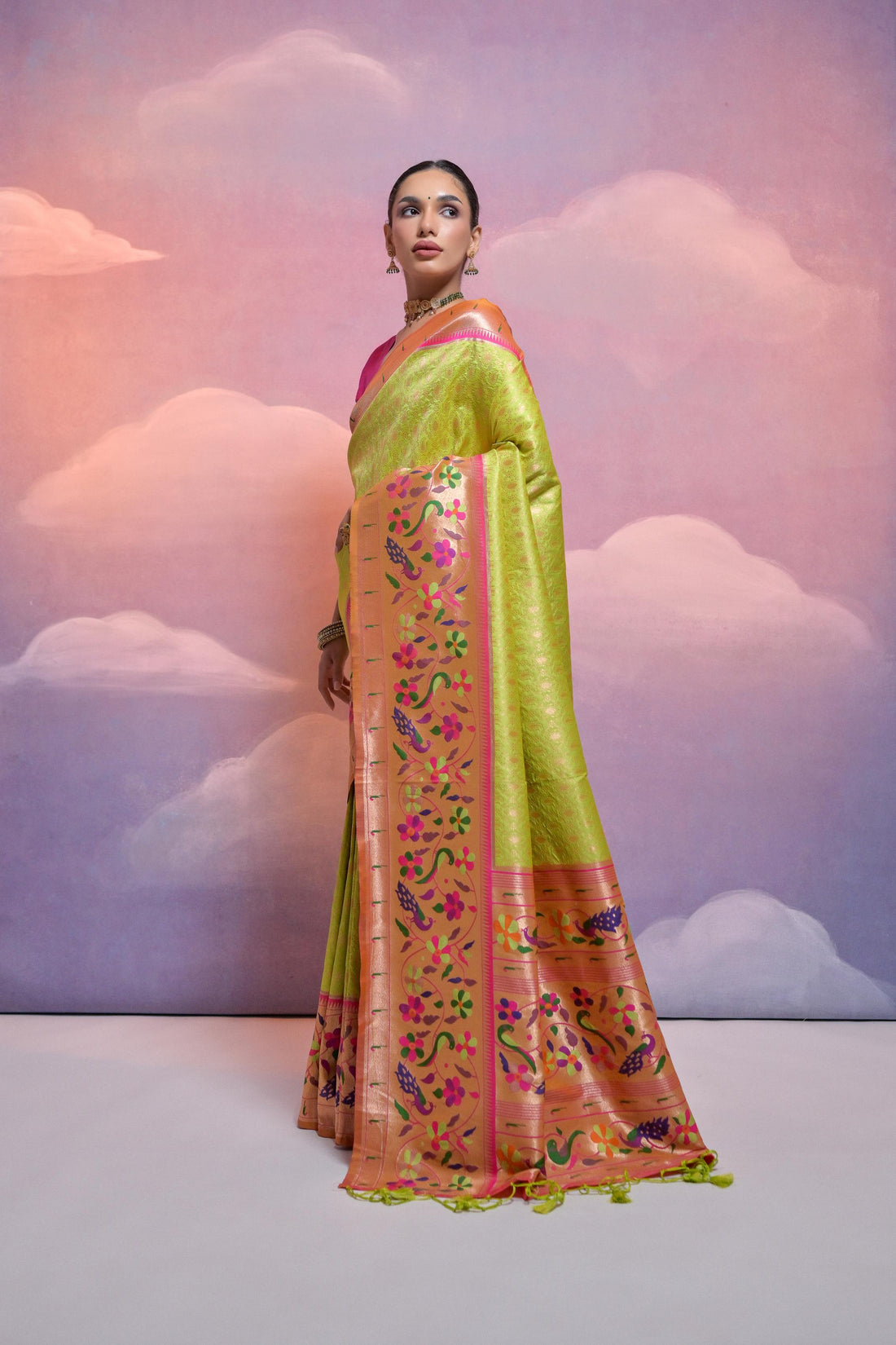 Soft Banarasi Silk Perrot Saree