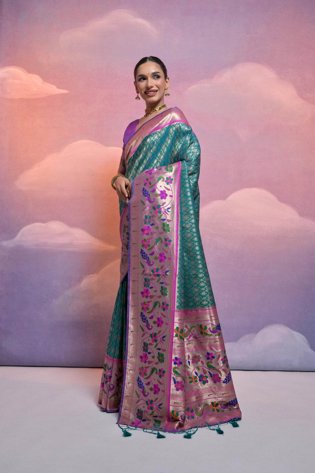 Soft Banarasi Silk Rama Saree