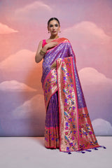 Soft Banarsi Silk Paithani Royal Blue Saree