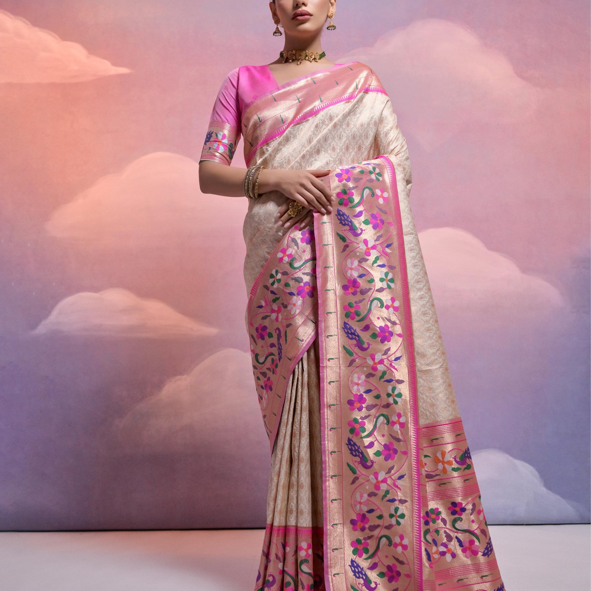 Soft Banarasi Silk White Saree