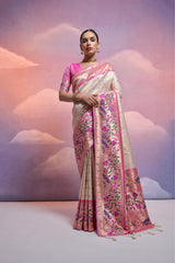 Soft Banarasi Silk White Saree