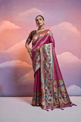 Soft Banarasi Silk Wine Saree