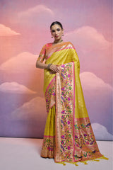 Soft Banarasi Silk Yellow  Saree