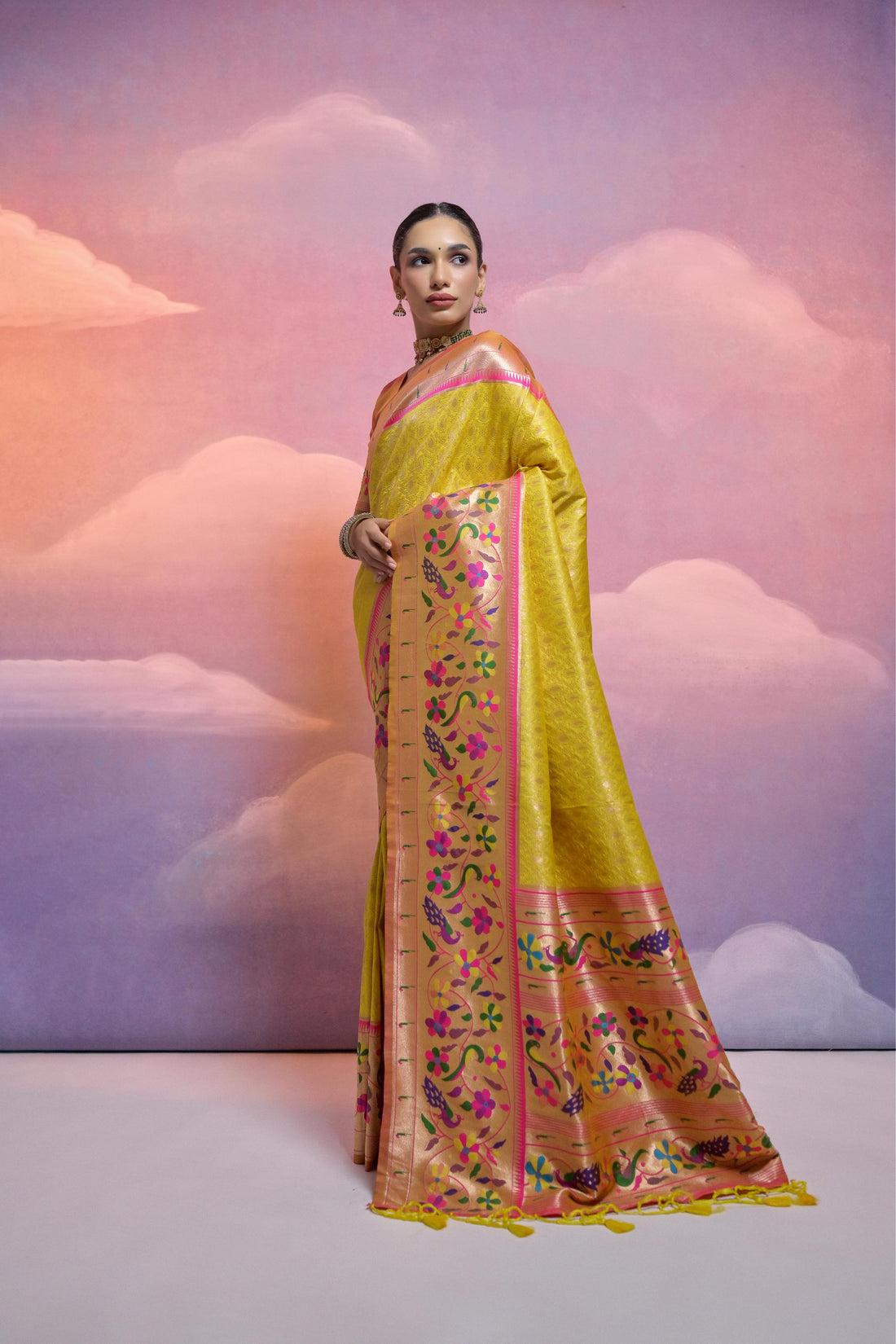 Soft Banarasi Silk Yellow  Saree