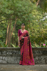 Soft Pashmina Silk Black Saree
