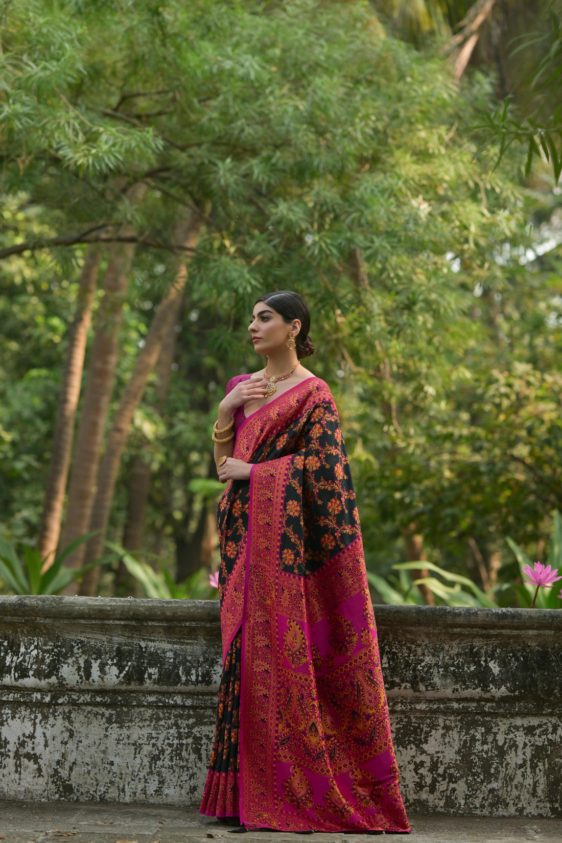 Soft Pashmina Silk Black Saree