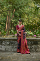 Soft Pashmina Silk Navy Blue Saree