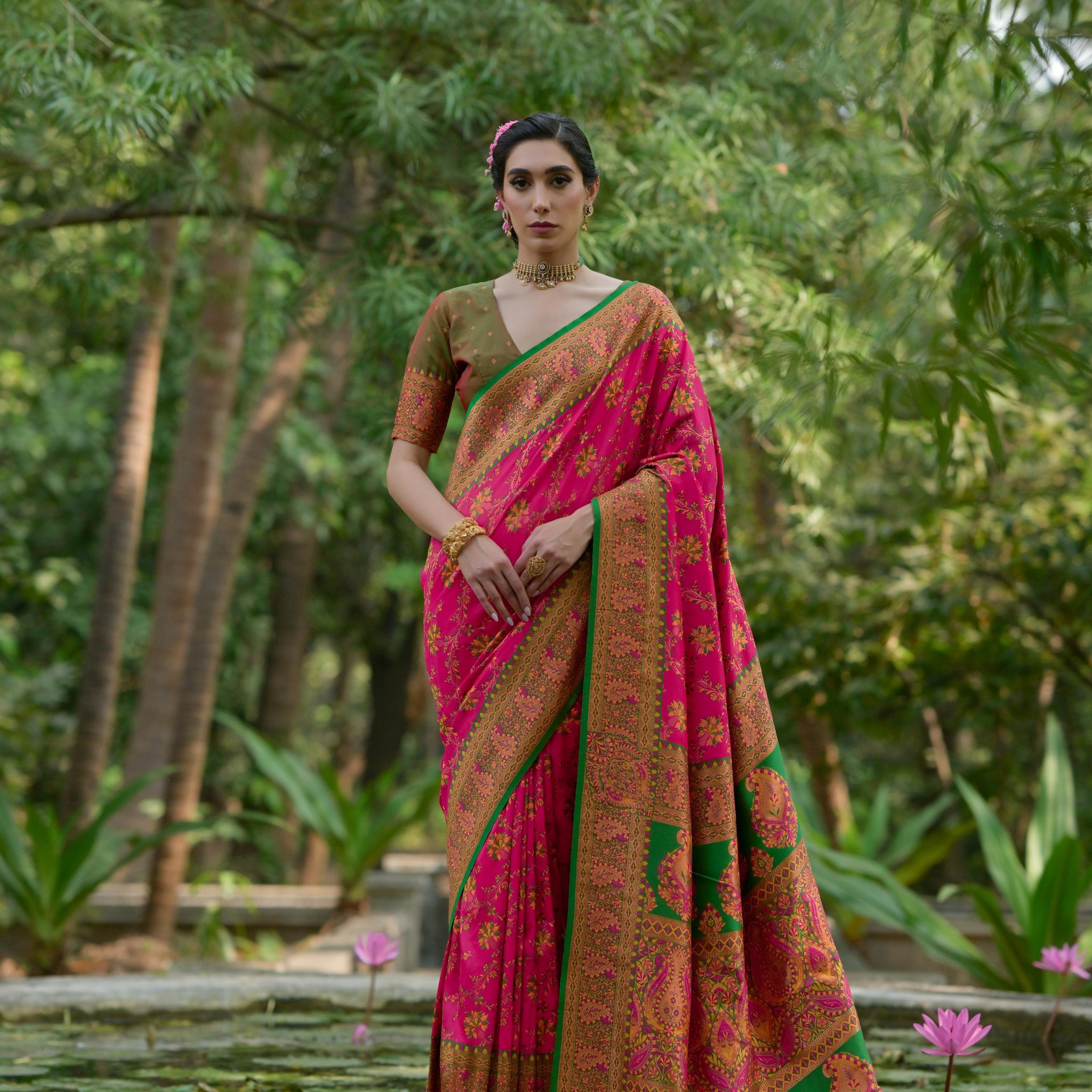 Soft Pashmina Silk Pink Saree