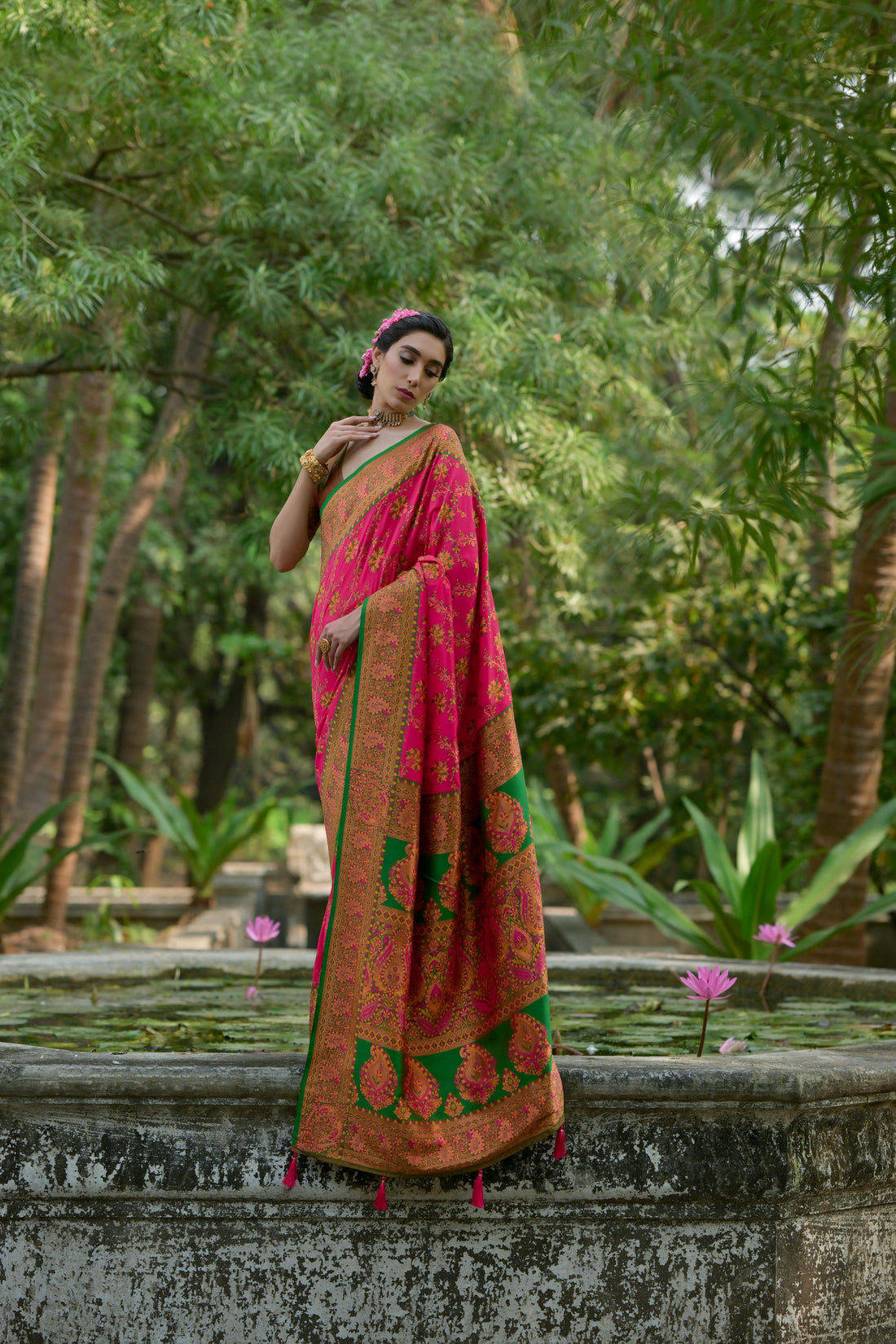 Soft Pashmina Silk Pink Saree