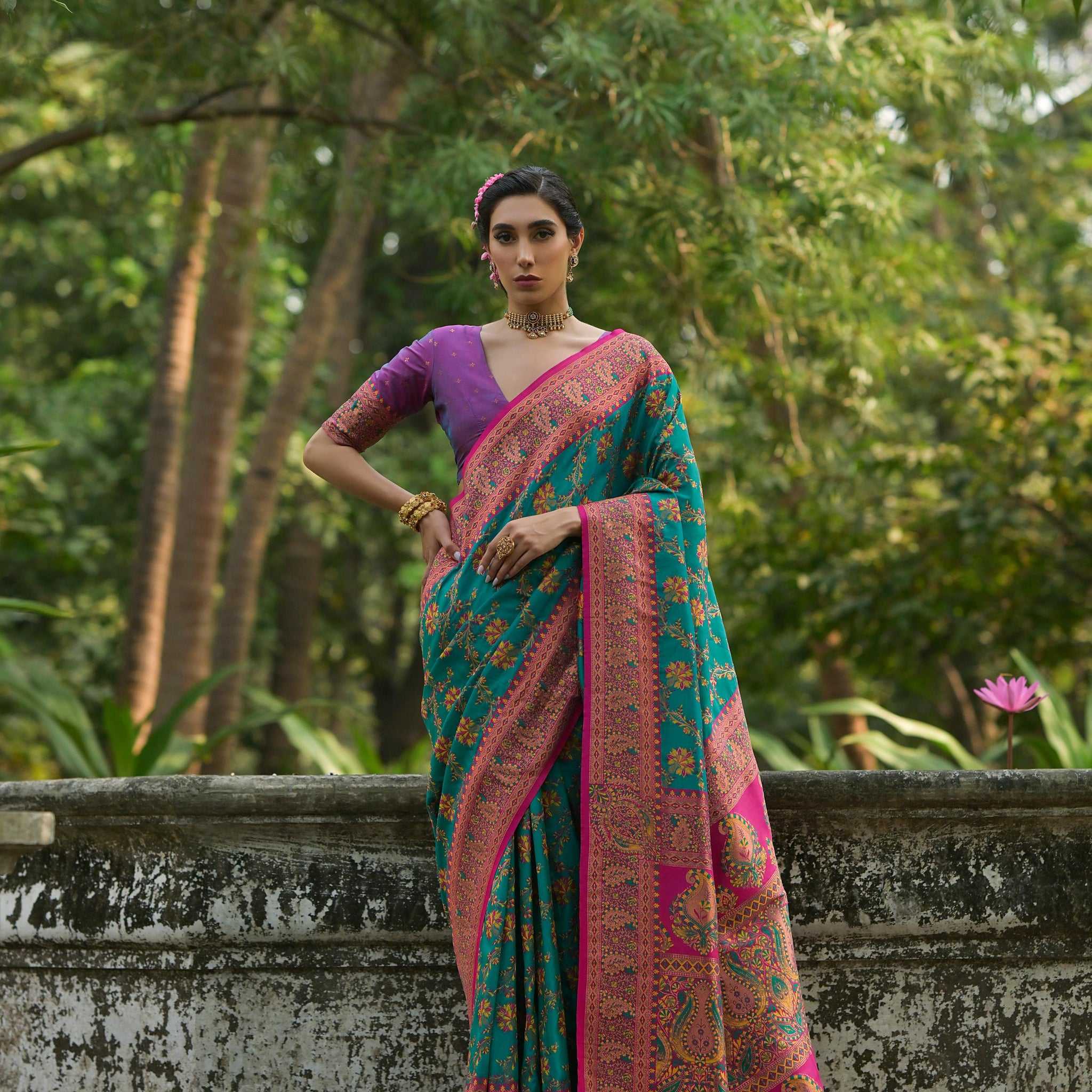 Soft Pashmina Silk Rama Saree