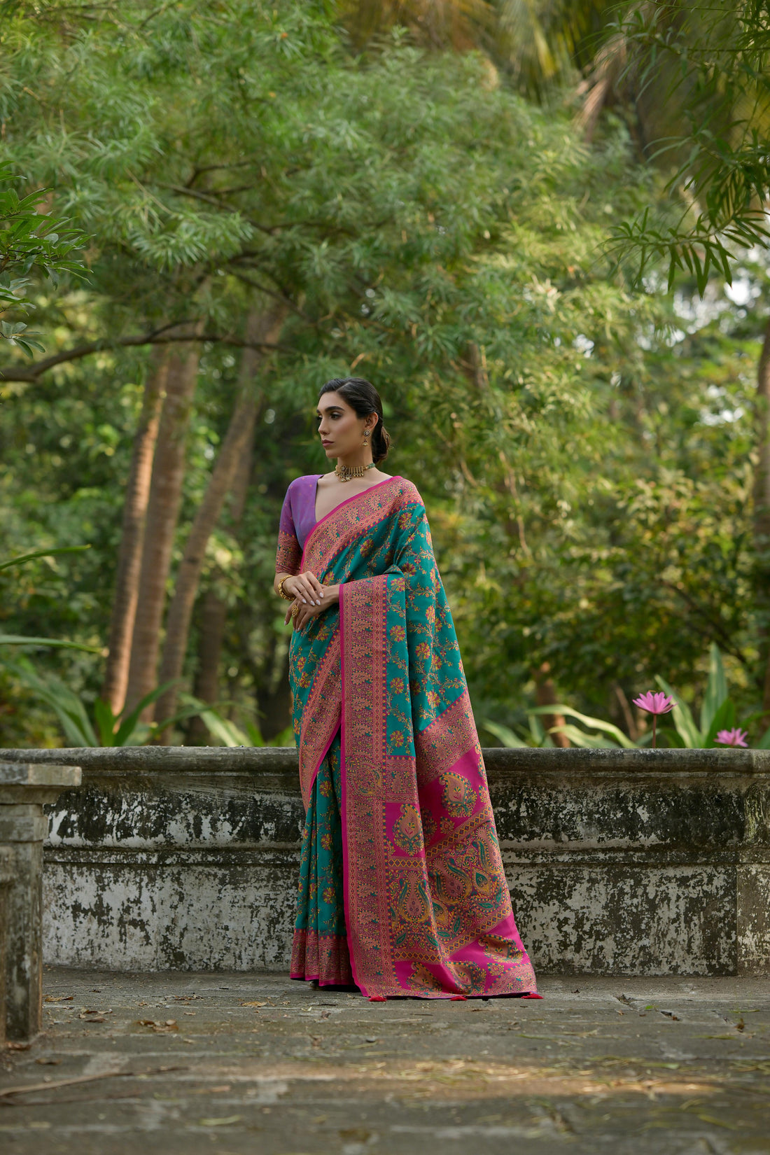 Soft Pashmina Silk Rama Saree