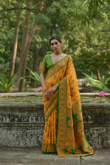 Soft Pashmina Silk Yellow Saree