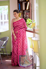 Soft Tussar Silk Wine Saree