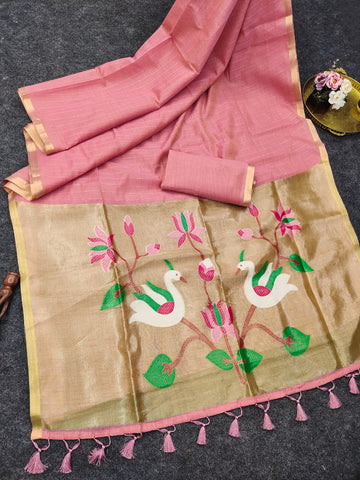 Premium soft Muga cotton saree