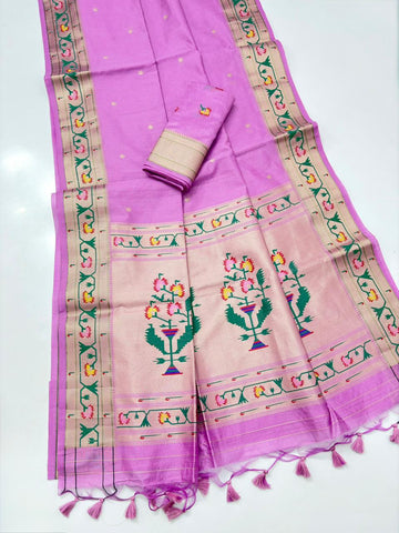 Soft Tussar silk Paithani Saree