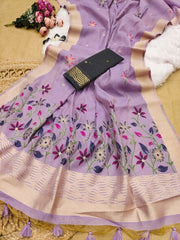 Premium Soft Chanderi cotton Lavender saree