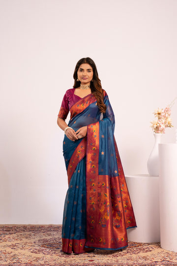 Premium Soft Tissue Silk Paithani Saree