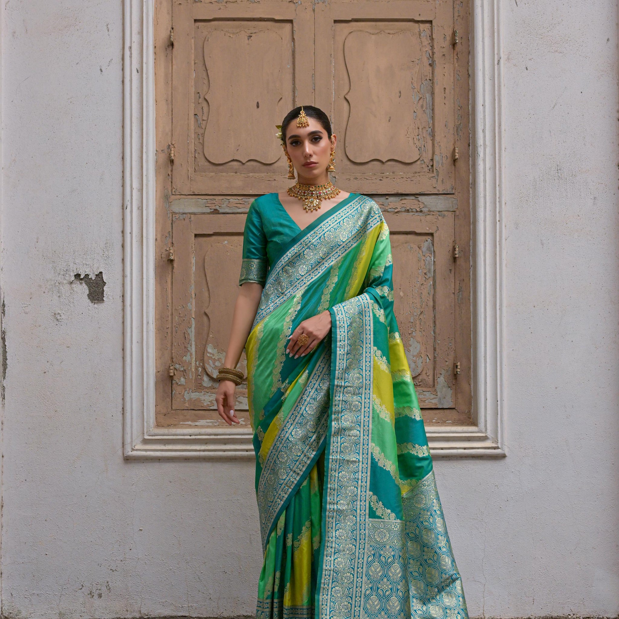 Premium  Woven Soft Banarasi Silk Multi Color