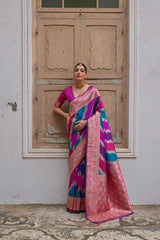 Premium  Woven Soft Banarasi Silk Multi Color