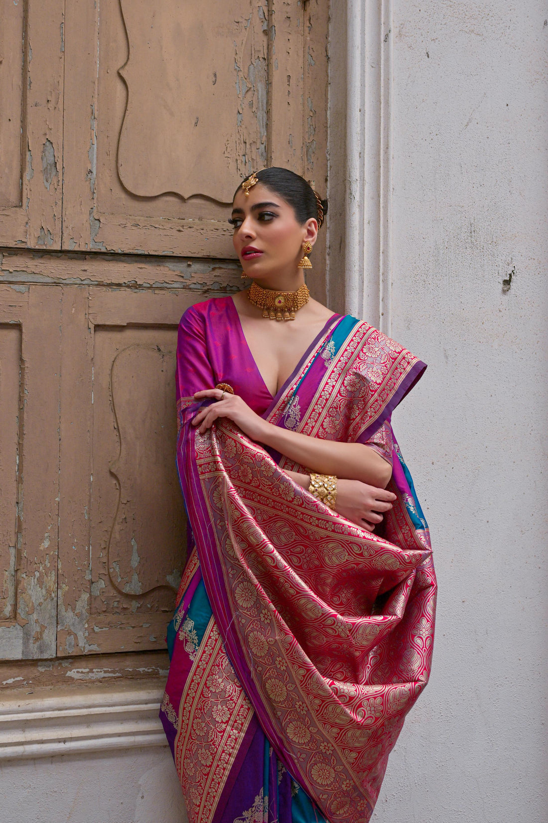 Premium  Woven Soft Banarasi Silk Multi Color
