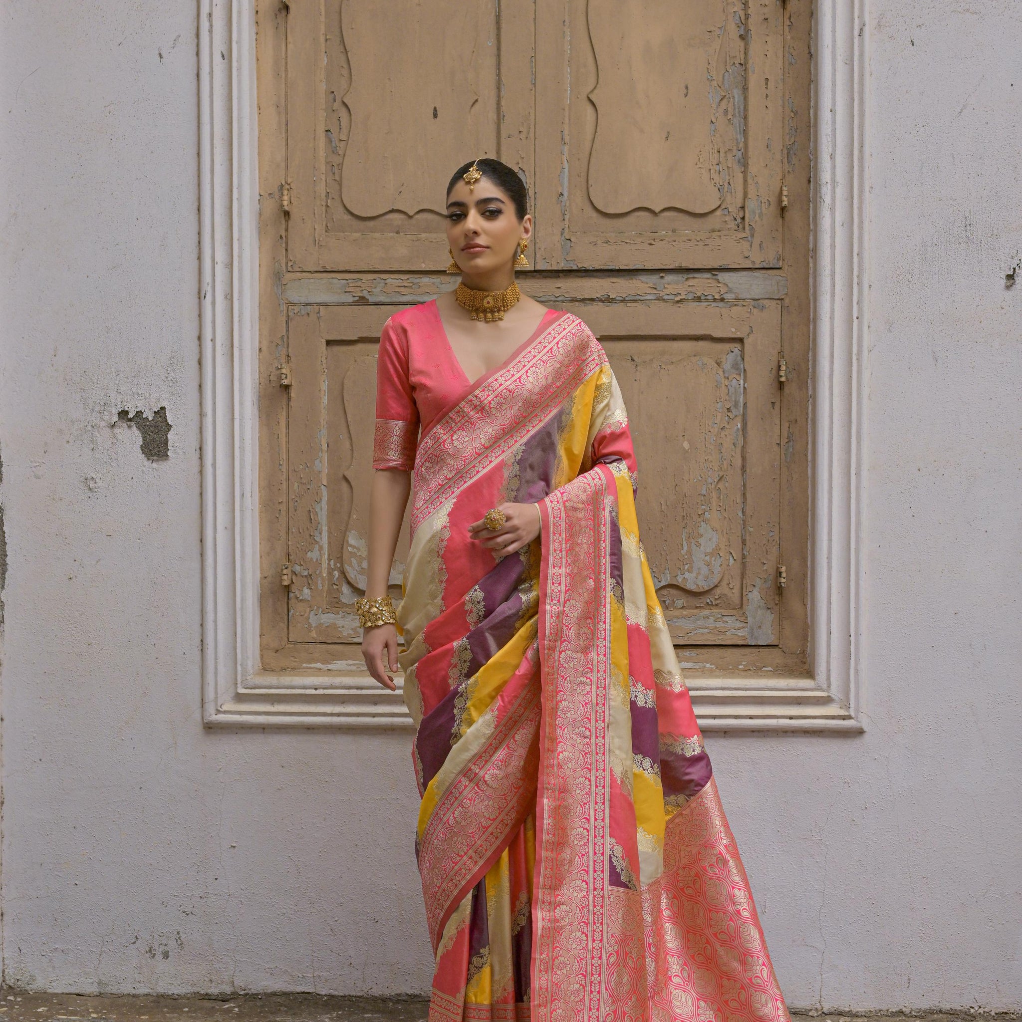 Premium  Woven Soft Banarasi Silk Multi Color