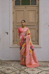 Premium  Woven Soft Banarasi Silk Multi Color