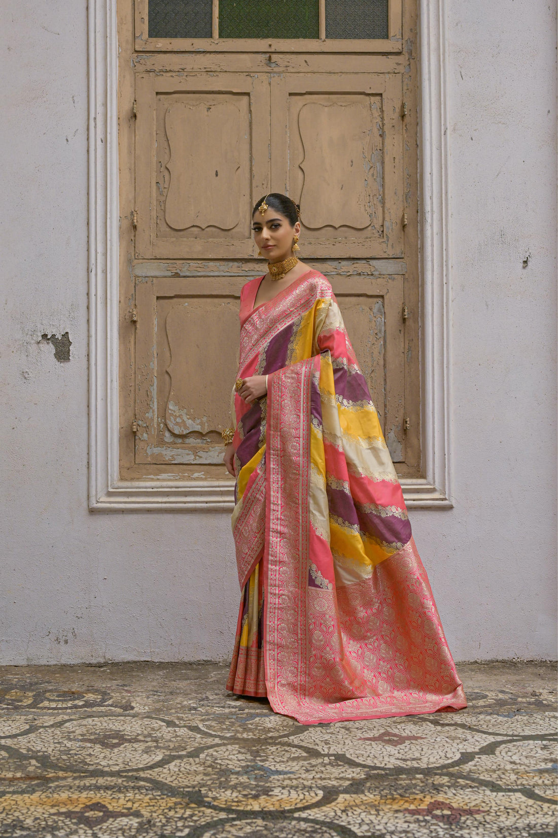 Premium  Woven Soft Banarasi Silk Multi Color