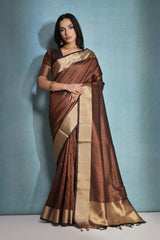 Soft Banarasi Raw Silk Coffee Saree