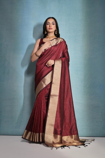 Soft Banarasi Raw Silk Maroon Saree