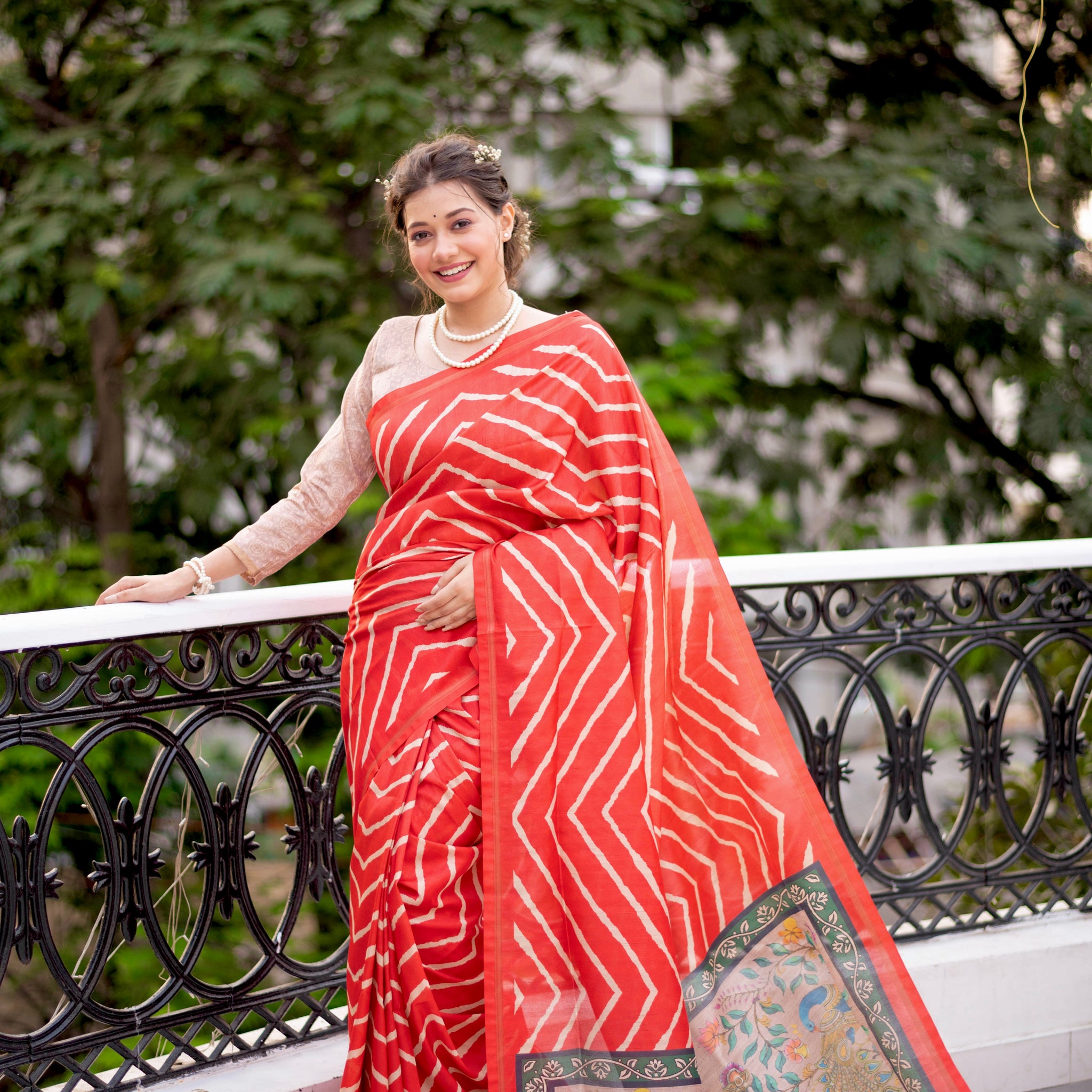 Soft Tussar Silk Red Saree