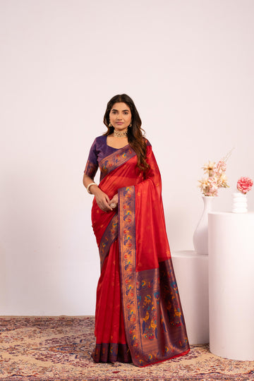 Premium Soft Tissue Silk Paithani Saree