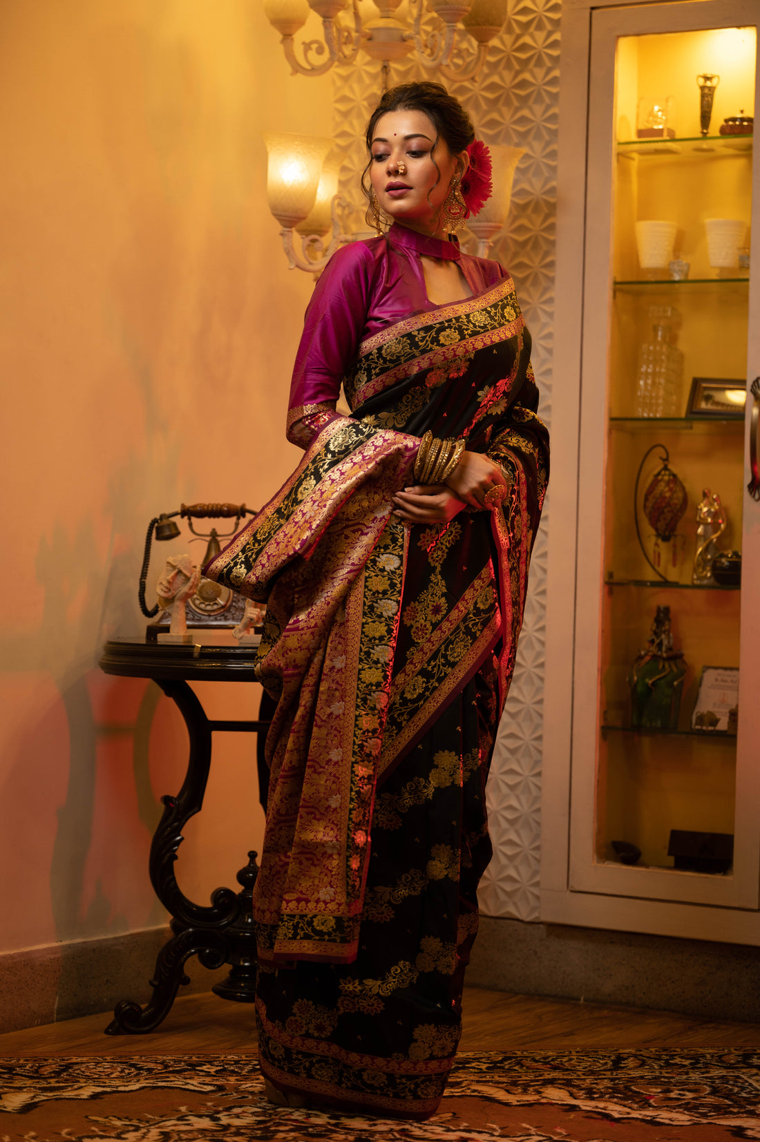 Soft Banarasi Silk Black Saree