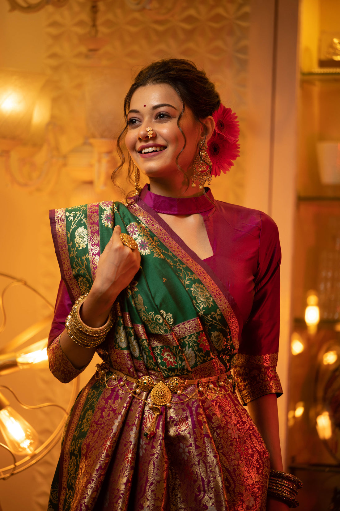 Soft Banarasi Silk Green Saree