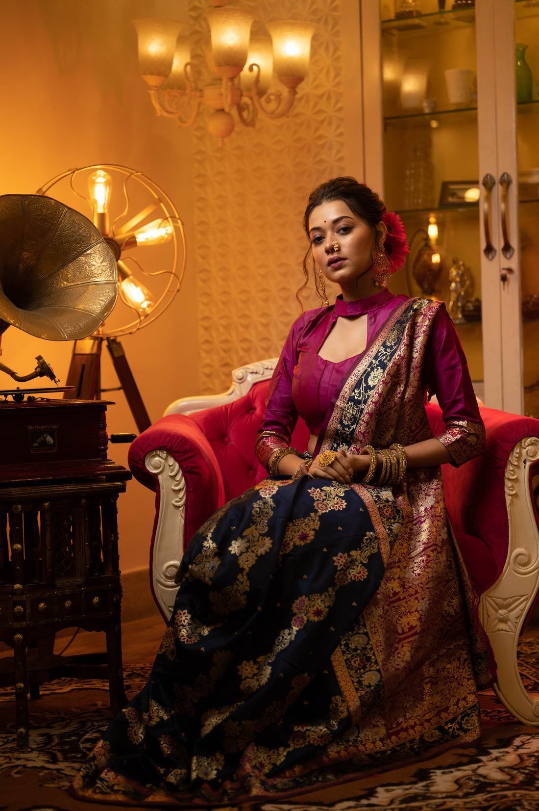 Soft Banarasi Silk Navy Blue Saree