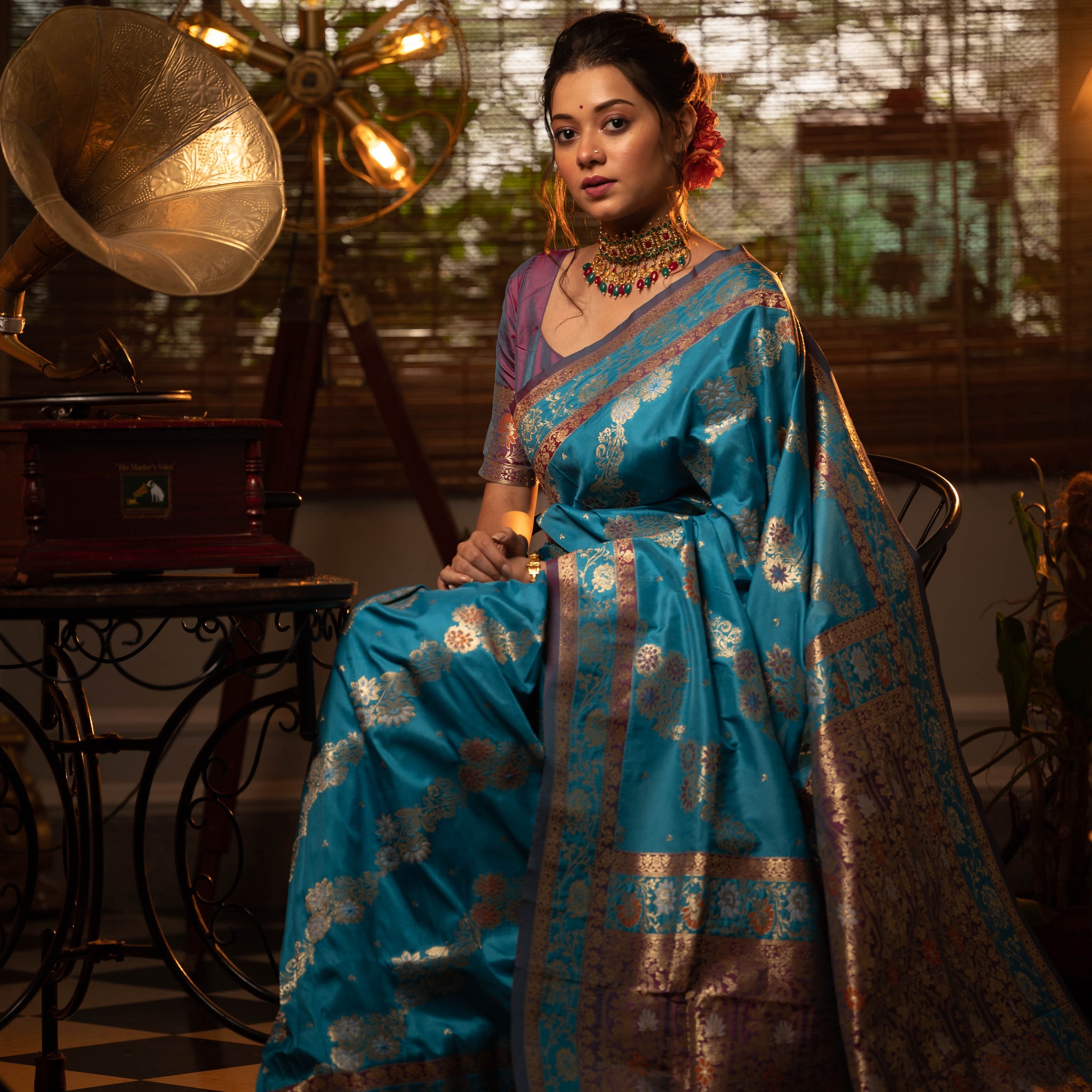 Soft Banarasi Silk More Peach Saree