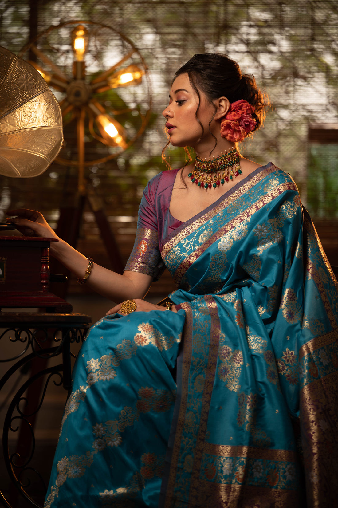 Soft Banarasi Silk More Peach Saree