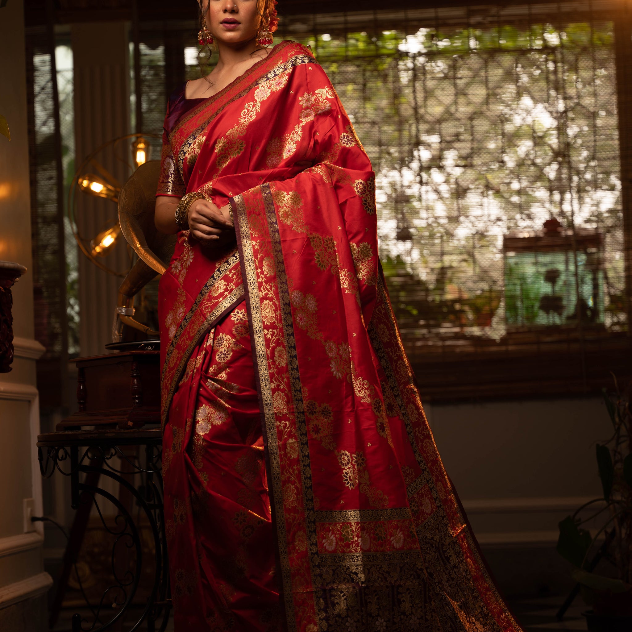 Soft Banarasi Silk Red Saree