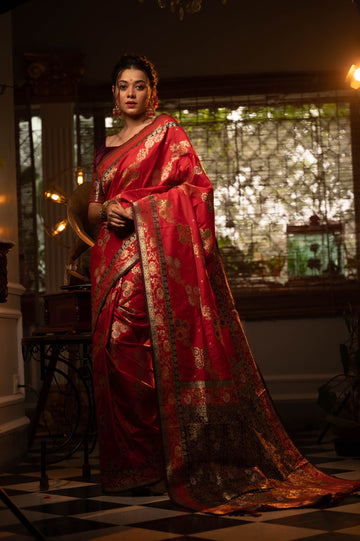 Soft Banarasi Silk Red Saree
