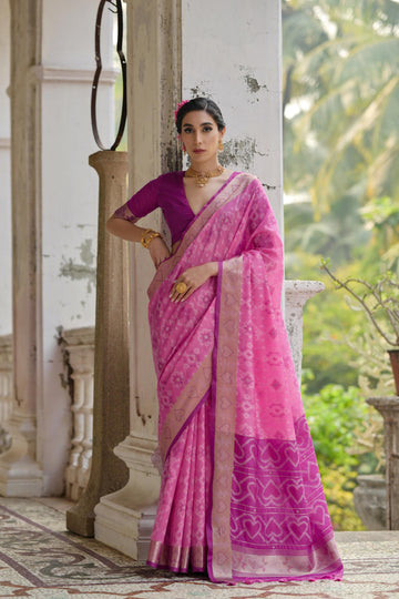 Soft Desi Raw Silk Pink saree