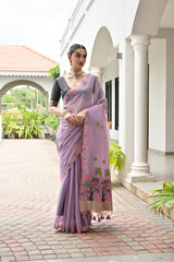 PREMIUM SOFT CHANDERI  COTTON  PINK SAREE