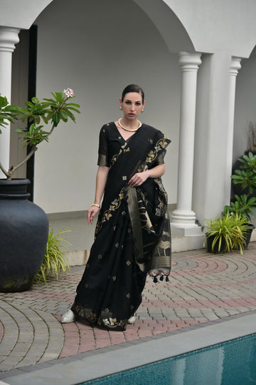 Premium soft jute linen silk Saree