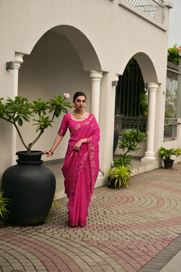 Premium soft jute linen silk Saree