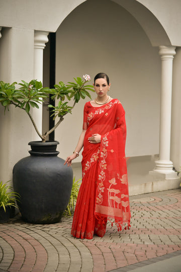 Premium soft jute linen silk Saree