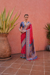 Soft Banarashi Silk Pink Saree