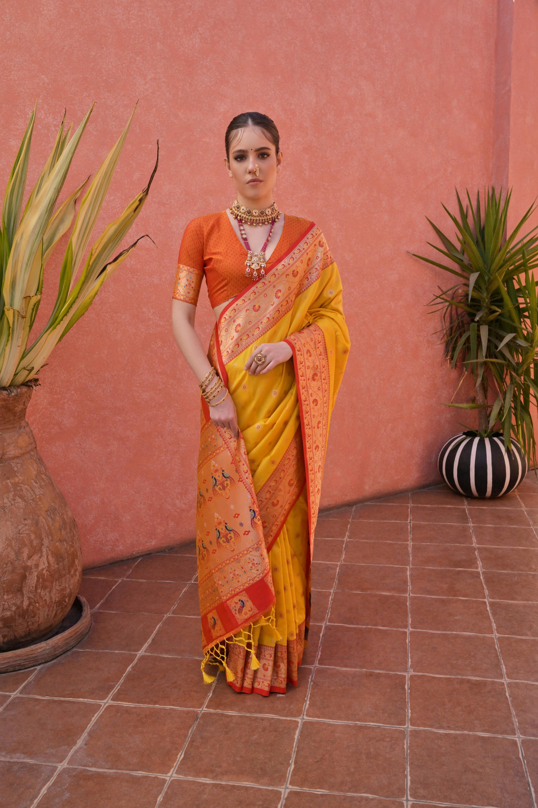 Soft Banarasi Silk Yellow Saree